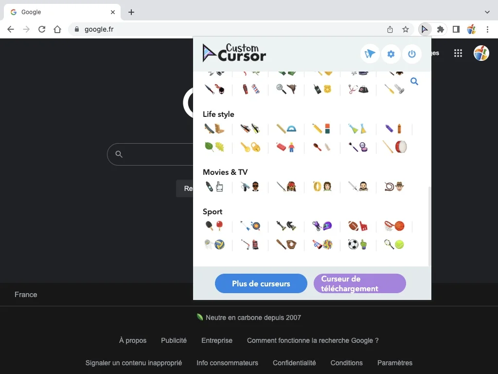 curseur souris pour chrome