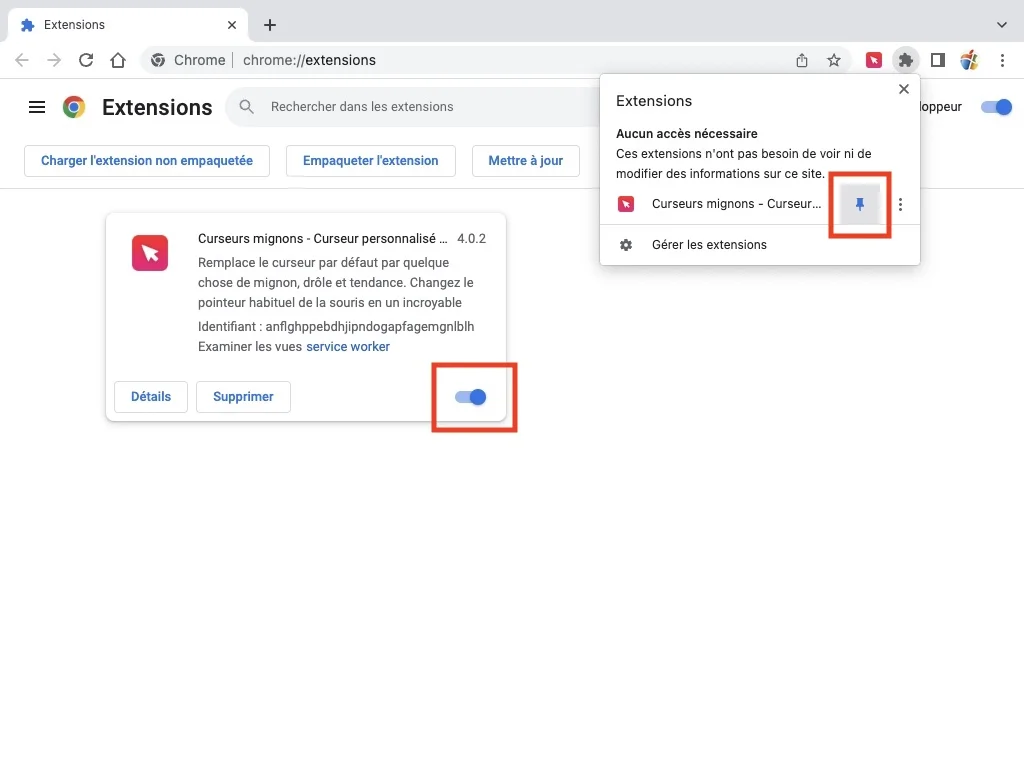 curseurs mignons google chrome