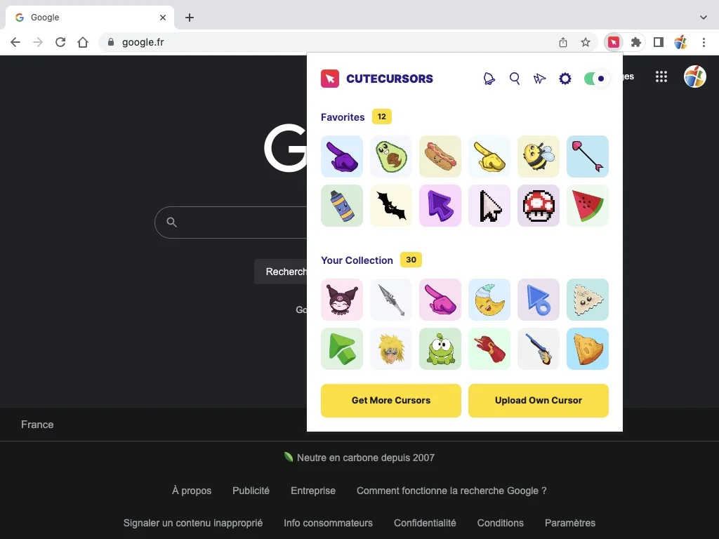 modifier curseur souris chrome