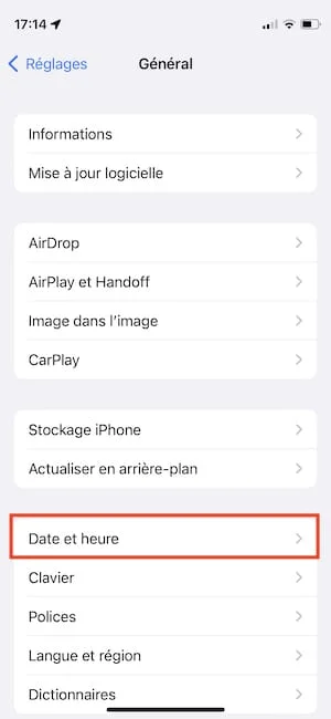 changer heure iphone