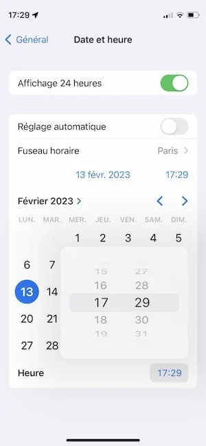 modifier heure iphone