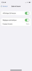 reglage automatique heure iphone