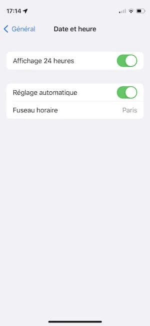 reglage automatique heure iphone