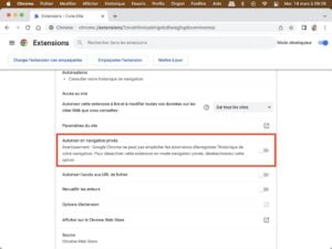 autoriser en navigation privee chrome comment faire