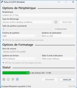 comment creer une cle usb linux