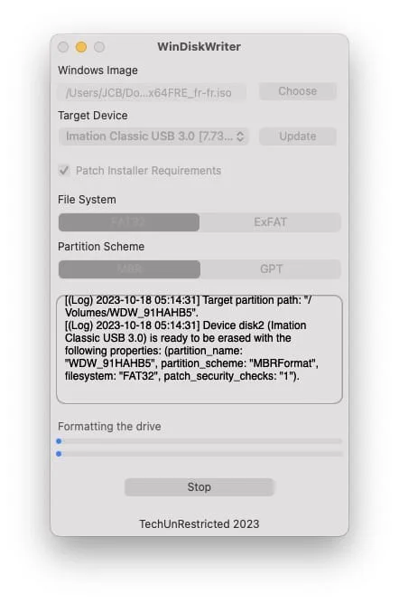 creer cle usb windows 11 sur mac formatage fat32