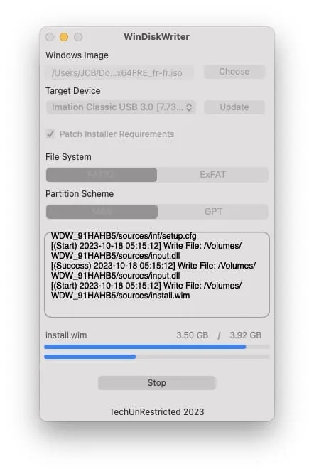 windiskwriter cle usb bootable windows 11 sur mac