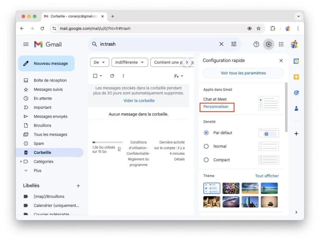 changer theme gmail