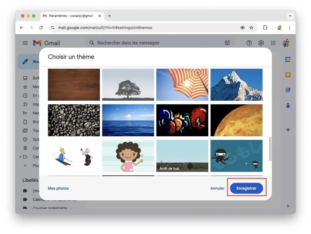 choisir un theme gmail