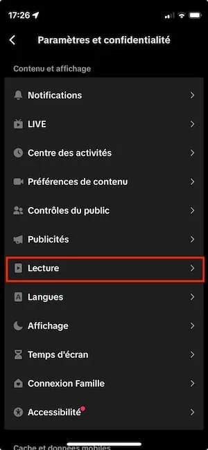 Comment démarrer TikTok sans le son (mode sourdine) 3 tiktok lecture parametres