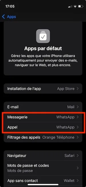 Comment définir WhatsApp comme apps par défaut pour les appels et messages sur iPhone 2 WhatsApp apps par defaut iphone