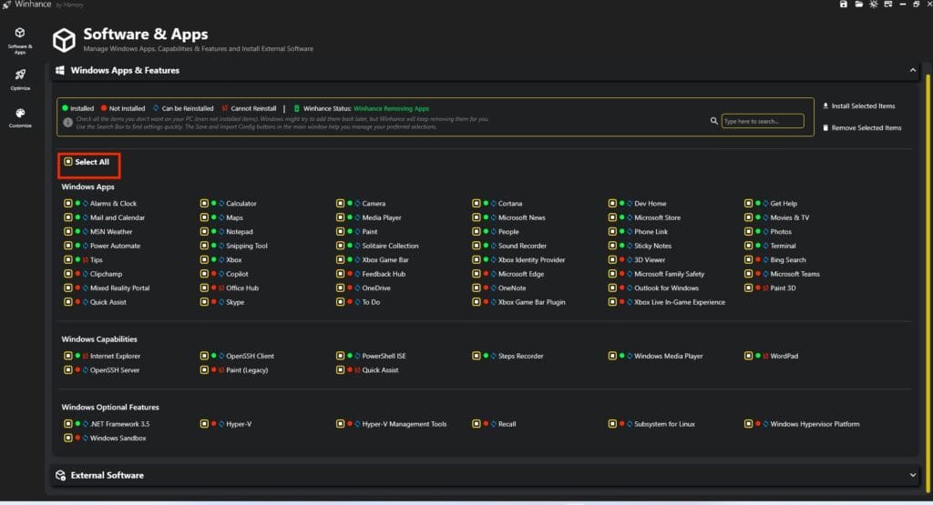 Winhance alleger windows 11