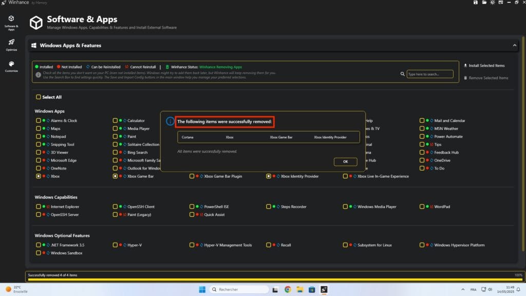 suppression applications microsoft inutiles