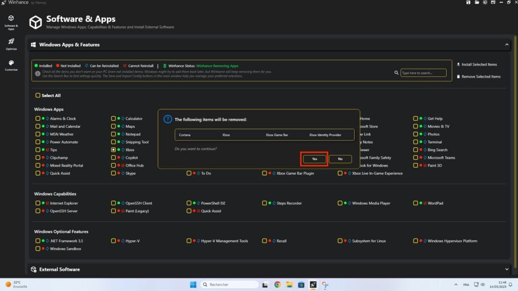 supprimer apps inutiles windows 11