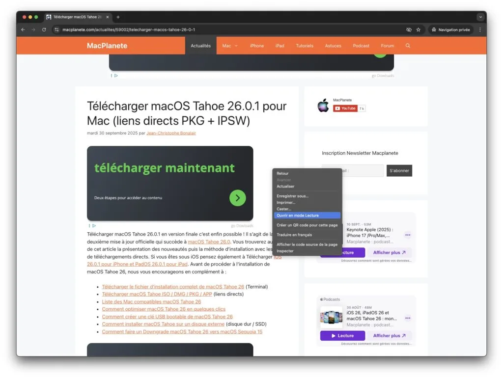 chrome ouvrir en mode lecture