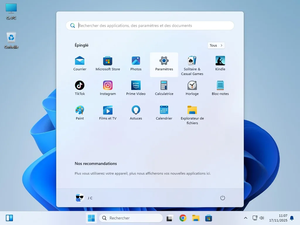 windows 11 parametres