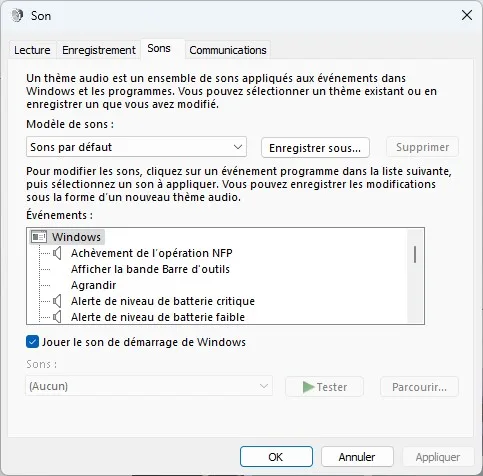 windows 11 sons par defaut et notifications
