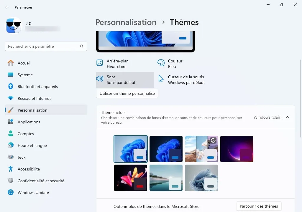 windows 11 sons par defaut