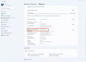 windows 11 vitesse connexion ethernet