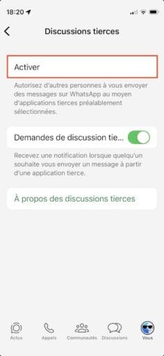 activer discussions tierces whatsapp
