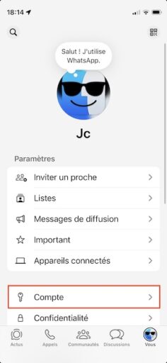 whatsapp compte