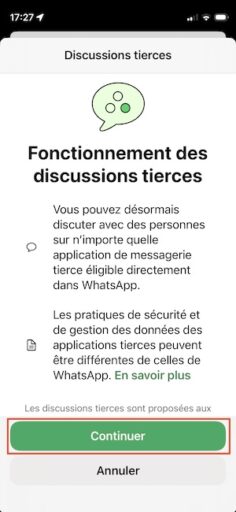 whatsapp fonctionnement des discussions tierces