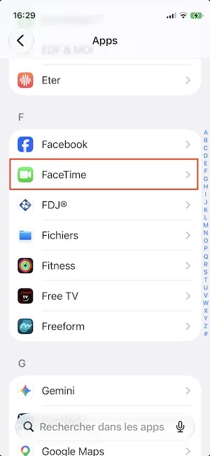 desactiver facetime sur iphone
