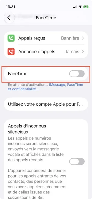 se deconnecter de facetime sur iphone